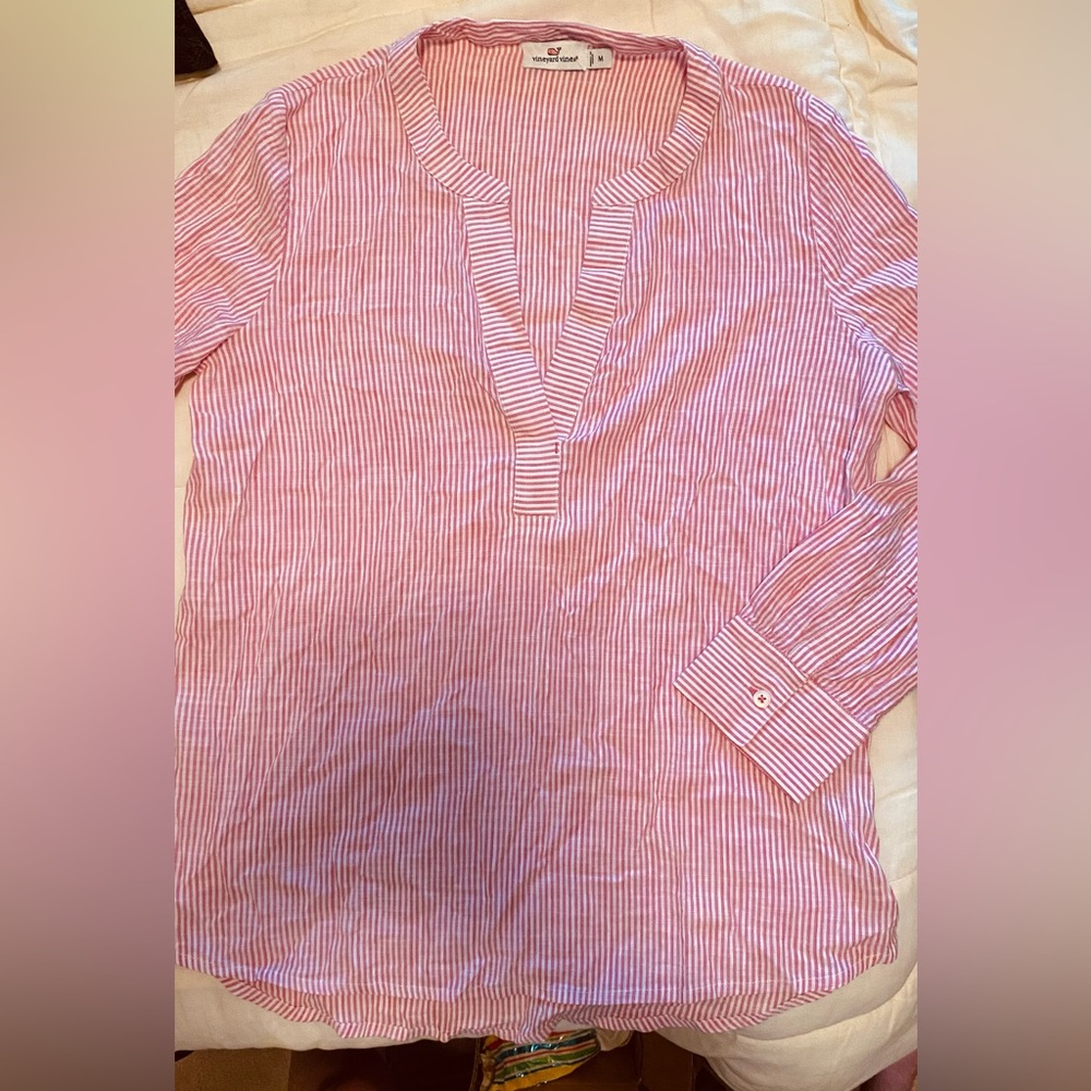 Vineyard vines- cotton 3/4 length sleeve shirt - womens sz M (0-6)